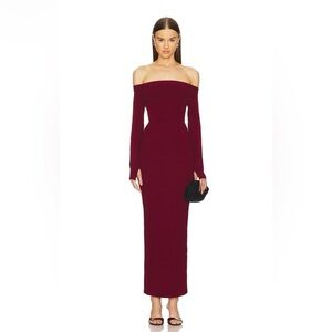x REVOLVE Off Shoulder Bodycon Maxi Dress in Maroon